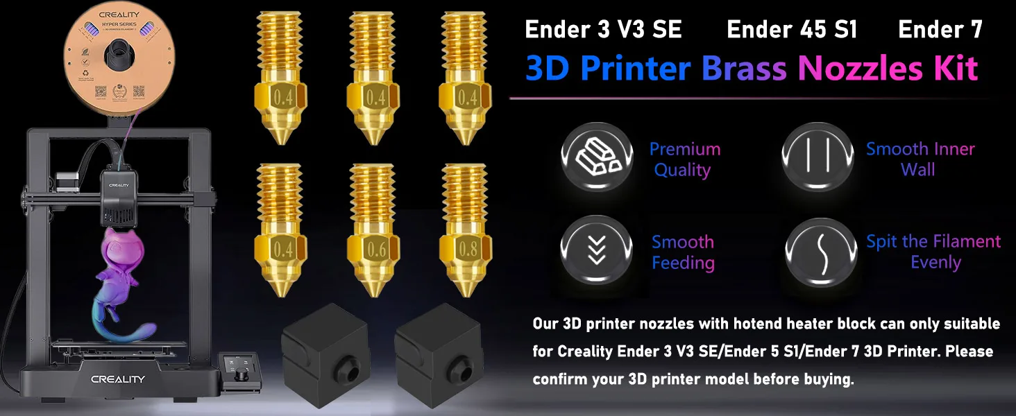 Creality Ender 3 V3 SE Düsensatz, hochtemperaturbeständige Extruderdüsen mit Silikonabdeckung für Ender 5 S1/Ender 7 – Detail 1