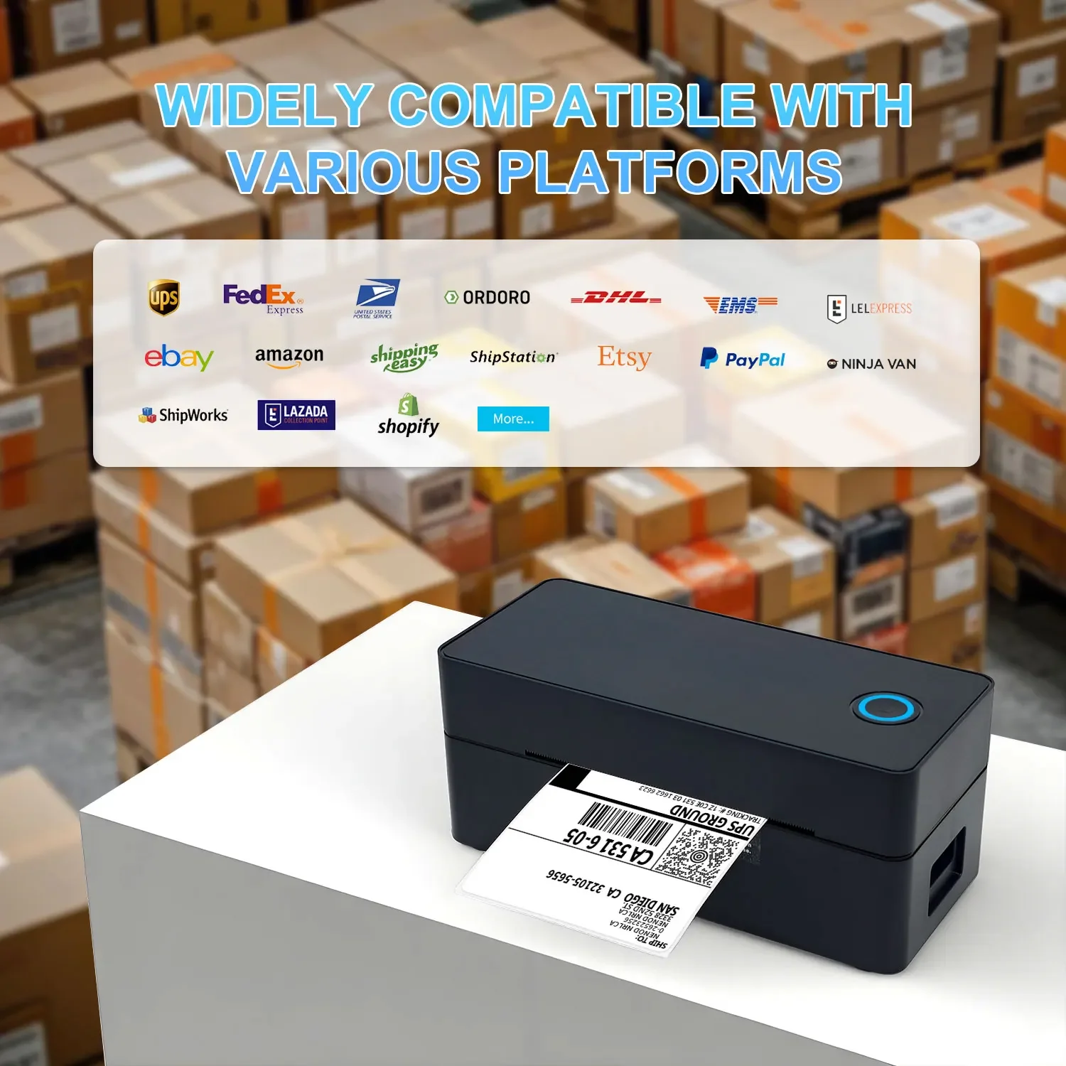 

Thermal Label Printer Small Wireless Shipping Label Printer 4X6 inch Portable Maker Compatible with Various systems