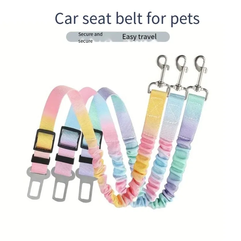 Adjustable Dog Car Seatbelts for Vehicle Nylon Pet Safety Seat Belt with Elastic Bungee Buffer Durable Colorful Car Harness