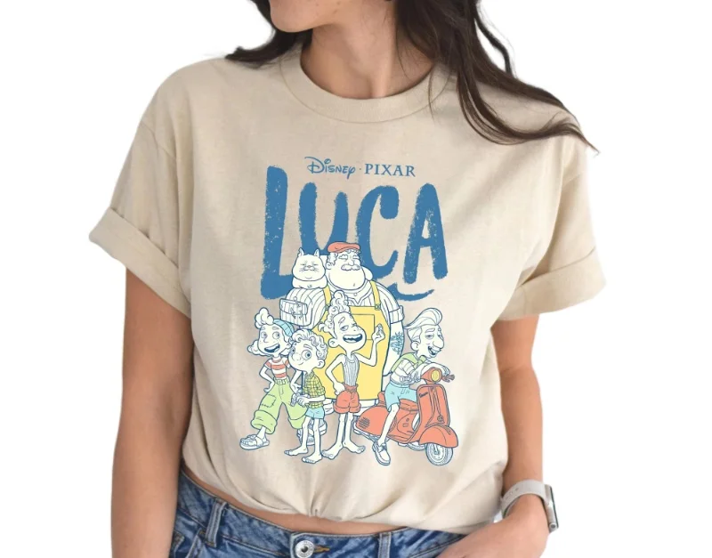 تي شيرت بشعار Disney Luca Group Shot، قميص ملصق Disney Luca، قميص عائلة Disneyland المطابق، تي شيرت مملكة سحرية