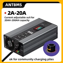 20A Li-ion LiPo Lifepo4 Lithium Battery Charger 36V 48V 58.4V 72V 60V 67.2V 84V 87.6V Curren Adjust Fast Charge 10S 16S 20S 24S