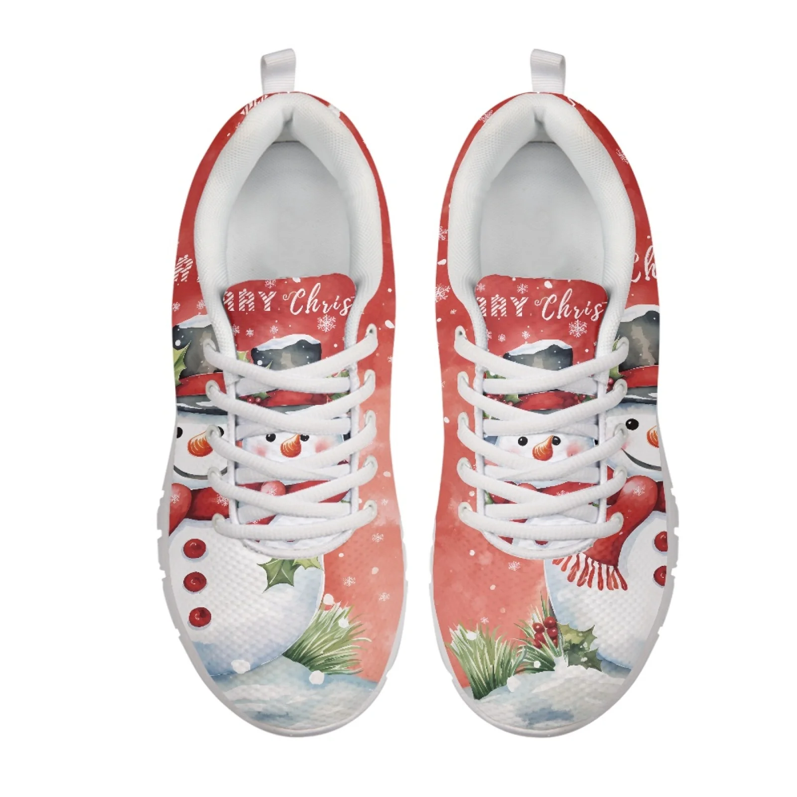 Coloranimal Reindeer Snowflake Print Low Top Walking Shoes for Womens Mesh & EVA Sole Athletic Sneaker 2026 New