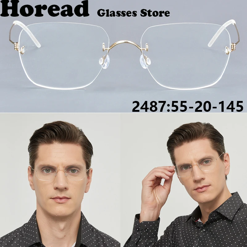 

Men Business Square Rimless Glasses Frame Fashion Air Titanium Ultralight Eyeglasses Denmark Designer Polygon Frameless Eyewear