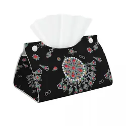 Custom Kabyle Jewelry Tissue Box Cover rettangolare in pelle PU Amazigh Africa porta fazzoletti per il viso in stile etnico per la casa