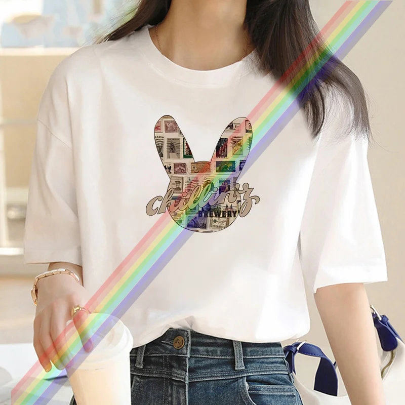 2024 New Summer fashion Fun Bunny T-shirt Cotton Casual Short Sleeve T-shirt Women's Fashion clothing Summer oversized blazer