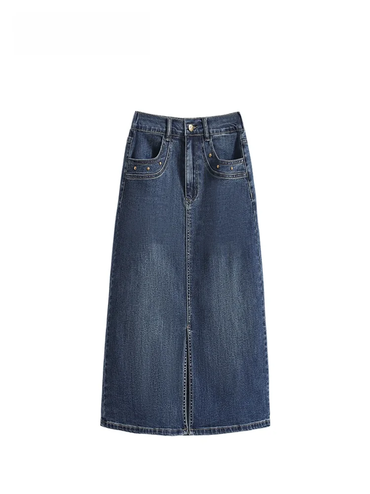 

High Waist A-Line Denim Skirt for Women Pear ape Body Winter New Sle plus Size Trendy Top Casual Korean Sle Cotton