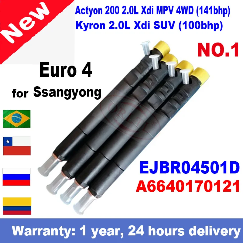 ORLTL NEW Original EJBR04501D A6640170121 EJBR03401D A6640170021 6640170221 For SSANGYONG Kyron Actyon JMC 4PC Nozzle Injector