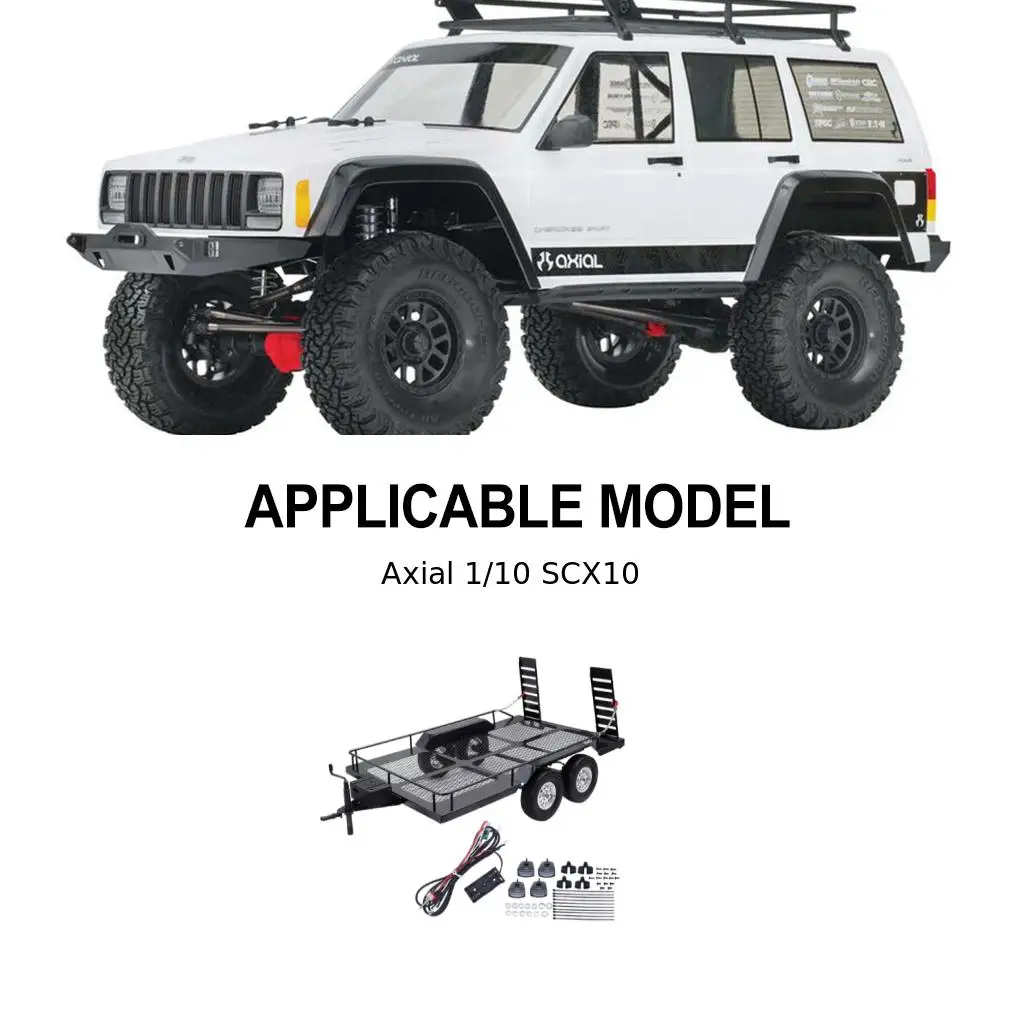 Metal Trailer Kit For 1/10 RC Crawler Axial SCX10 II III 90046 D90 TRX6 TRX4 Redcat GEN8 RGT 86100 SMT CFX CC01 CC02 Parts