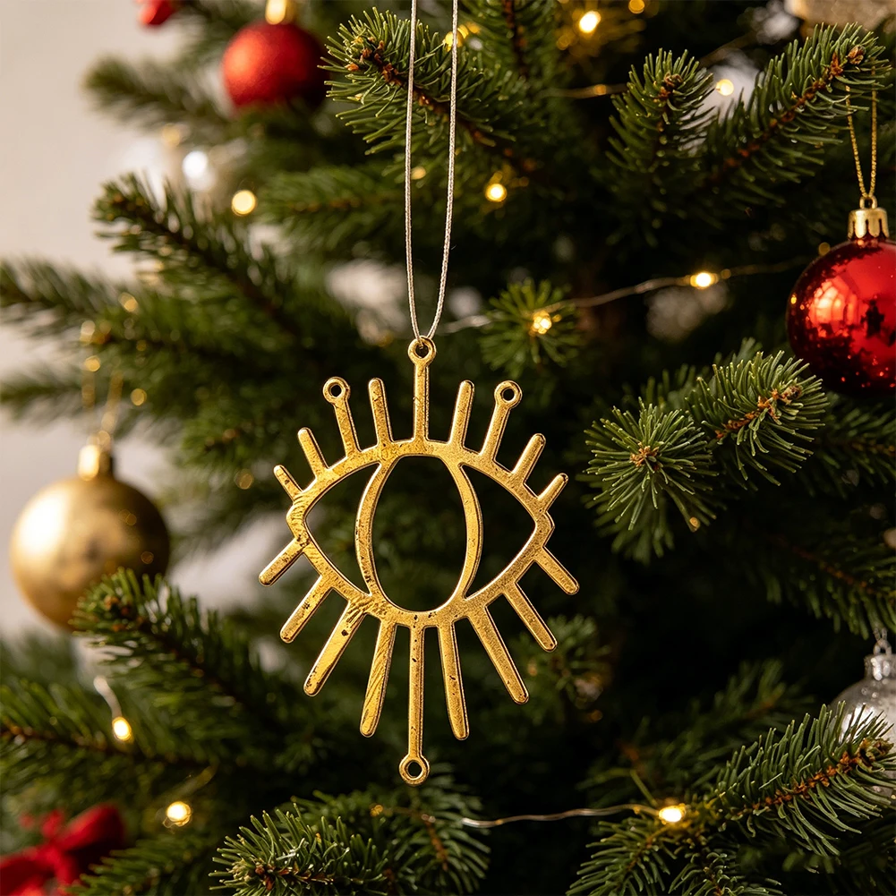 Hollow Evil Eye Sunburst Pendant 4 Holes Gold Brushed Brass For DIY Jewelry Making Necklace Earring Dream Catcher Boho Gift