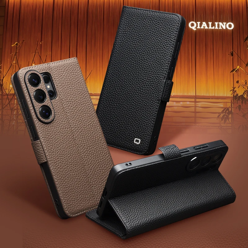 

Новый тонкий чехол для телефона QIALINO из натуральной кожи для Samsung Galaxy S26 Ultra, противоударная задняя часть ручной работы с отделениями для карт