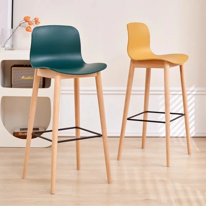 Nordic Solid Wood Waterproof Foldable Multifunctional Bar High Chair Comfortable Backrest for Trade Shows Mobile Phone