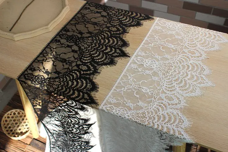 Wide 24CM High Quality Soft Nylon Eyelash Lace Trim Wedding Dress lace fabric DIY women\'s skirt home fabric accessories