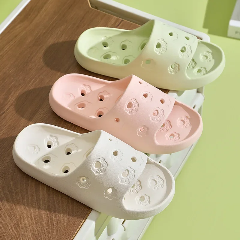 Hollow Out Bathroom Slippers Women Hole Quick Drying Anti Slip Shower Slides Woman Summer Super Light Soft EVA Home Slippers