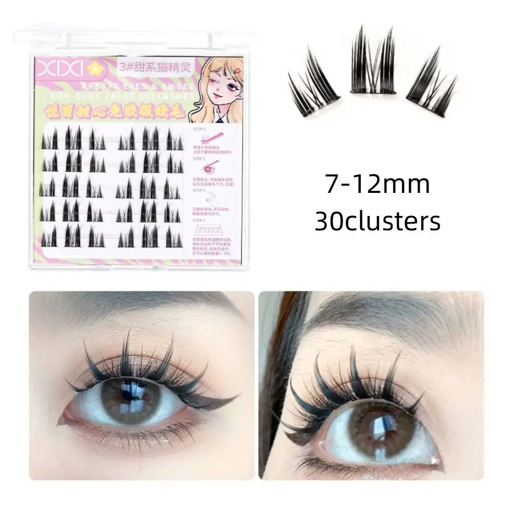 Süße selbstklebende Wimperncluster, Make-up, wiederverwendbar, selbstklebend, falsche Wimpern, individuelle DIY, kleberfrei, gefälschte Wimpern für Frauen/Mädchen