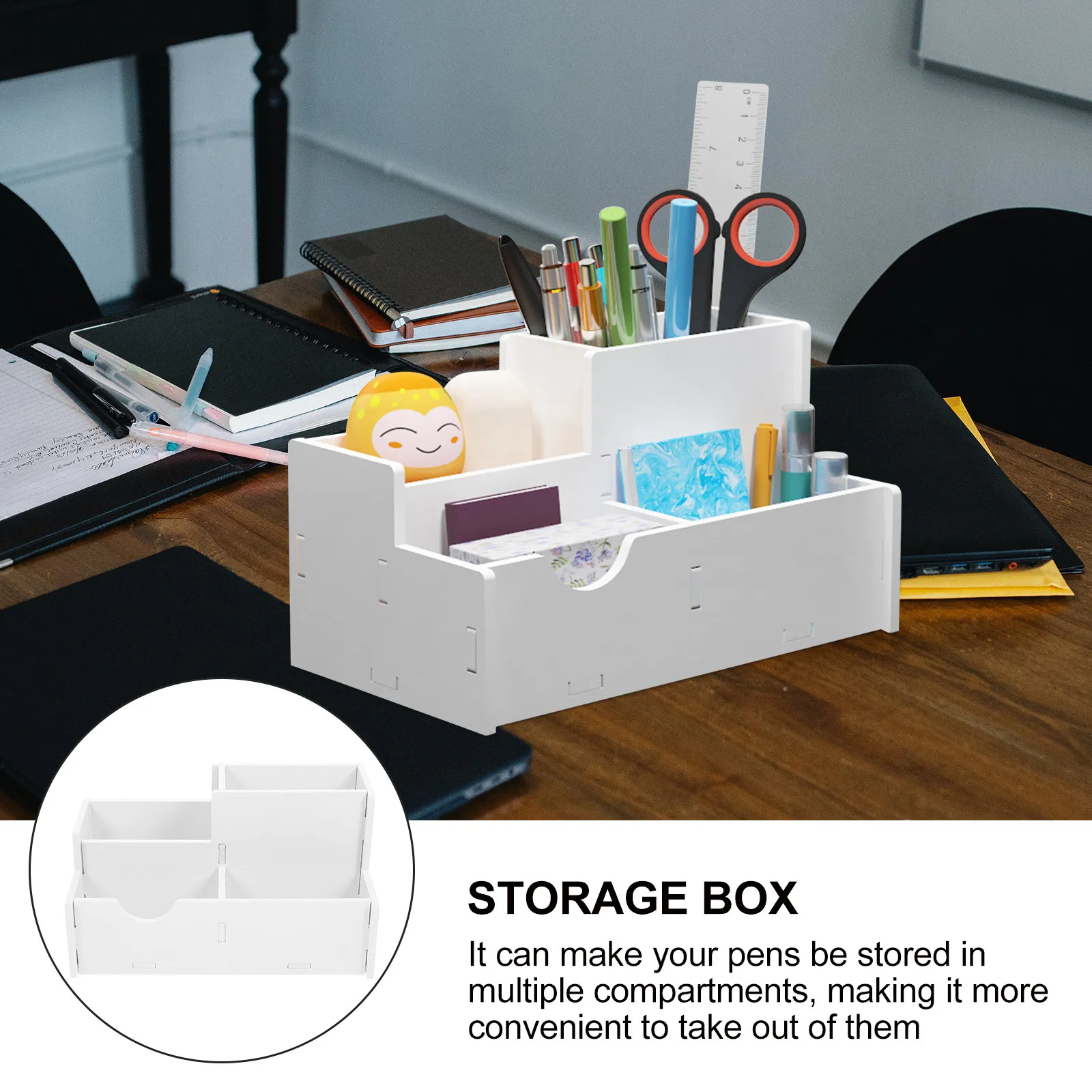 1Pcs Fine Craftsmanship Pen Storage Box Multi Compartment Desktop Organizer Compact Design for Pens Pencils Sundries Household
