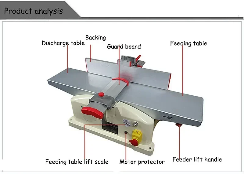 6 Inch Woodworking Planer JJP-5015 High Speed Household Wood Surface Facing Planing Machine