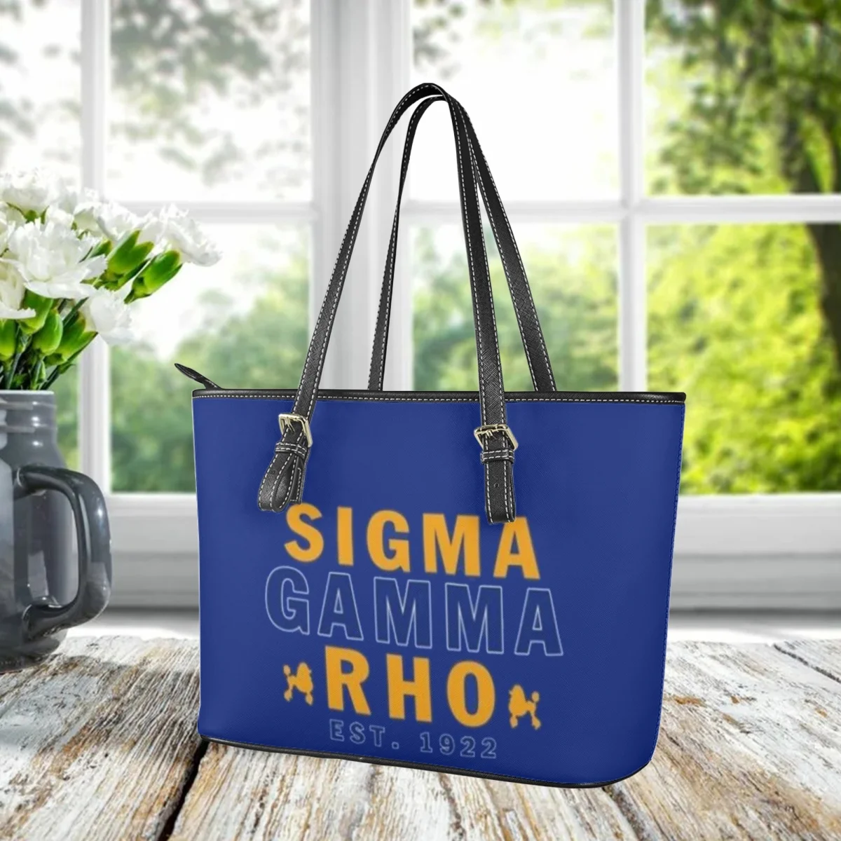 2023 Sigma Gamma Rho Women PU Leather Handbags Large Tote Bags Female Vintage Long Shoulder Strap Hand Bags Best Sorority Gift