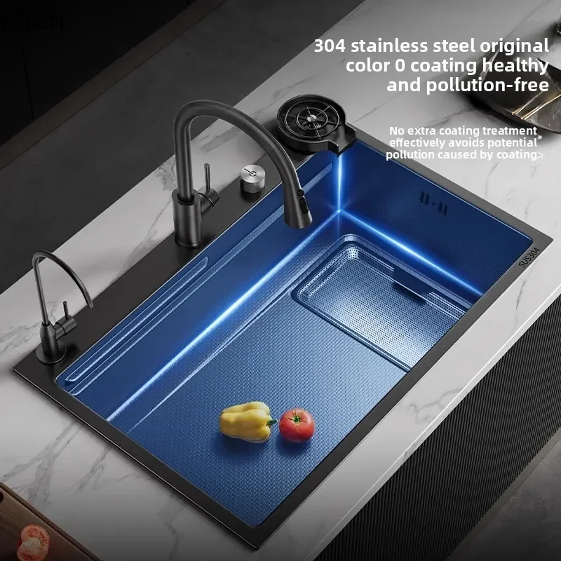 YFY Sink Large Single Bowl 304 Stainless Steel Washing Basin Dishwashing Sink