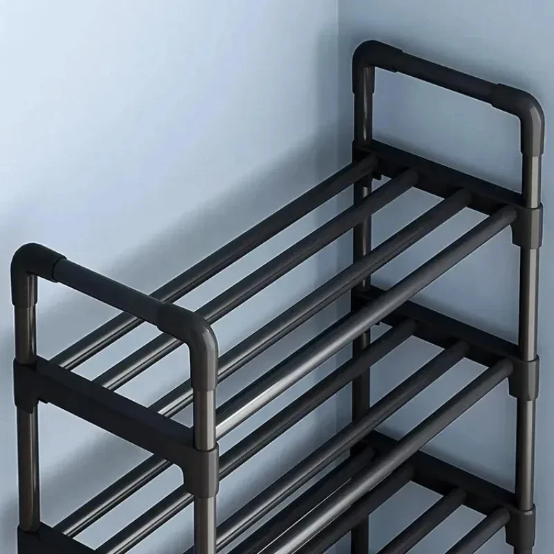 Sapateira Elevada Preta Simples de Múltiplas Camadas, Prateleira de Armazenamento de Sapatos que Economiza Espaço para Entrada de Casa, Dormitório e Casa de Aluguel