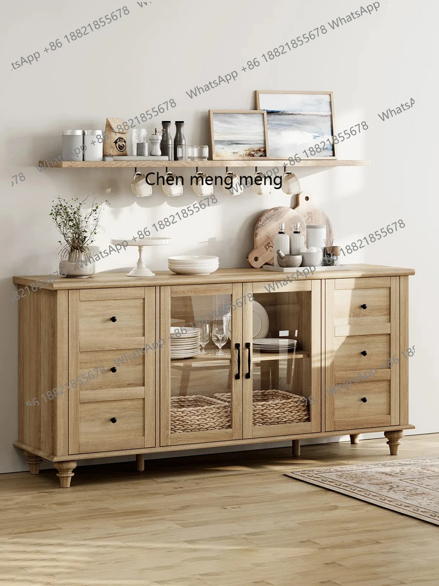 

American-style Solid Wood Vintage Sideboard Restaurant Multi-functional Dish Cabinet French-style Living Room TV Storage Cabinet