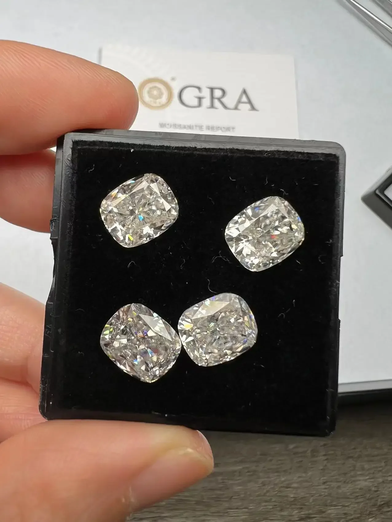 HMJ Moissanite Enlongated Crushed Ice Cushion Cut D Color Lab Grown Diamonds Excellent GRA Certificate  Stone