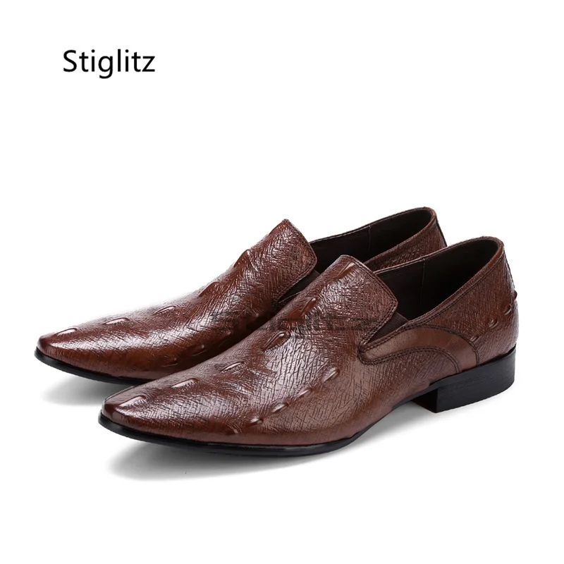 Handmade Men's Oxford Shoes Genuine Leather Slip On Business Formal Dress Shoes British Style Retro Loafers Social Shoe Male