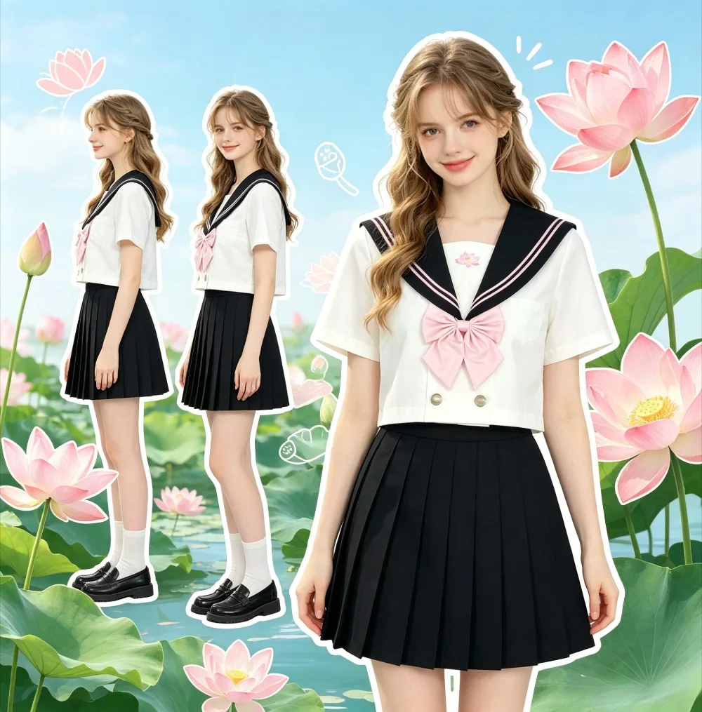 black-pink-sailor-suit-japanese-college-style-jk-school-uniform-pleated-skirt-two‑piece-set-for-campus-daily-graduation-wear