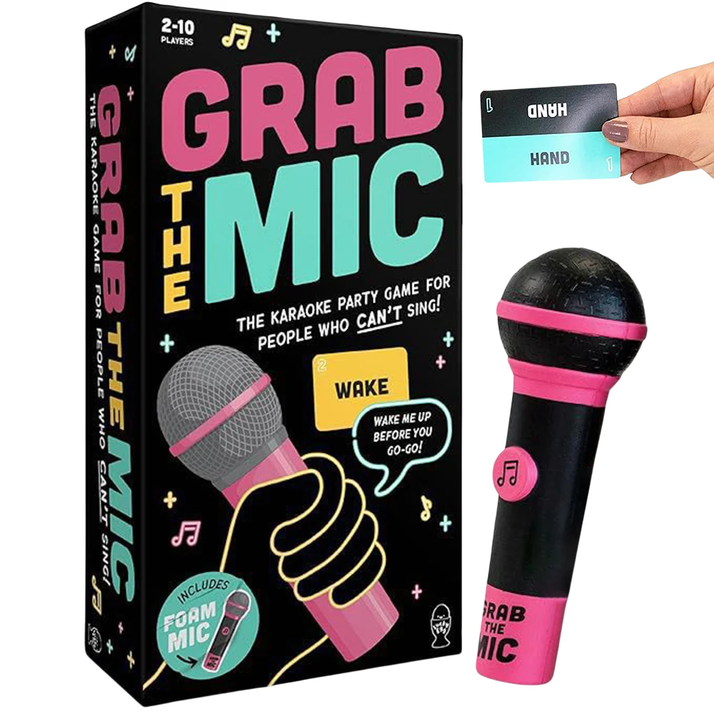 Jeu de société Grab Mic Bad Singers, cartes lyriques 250, jeu de karaoké familial, jeu de fête amusant pour amis, famille et plus encore, passionnant