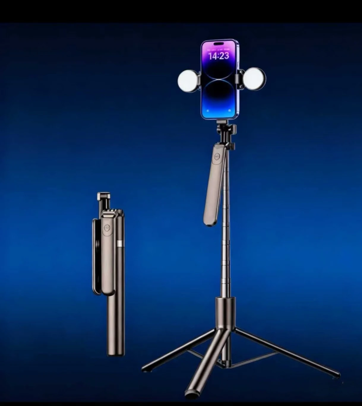 New 180cm 4-Axis Handheld Selfie Stick with Rotatable Universal Joint Dual Light Emitting Diode for Live Selfie Stick Tripod