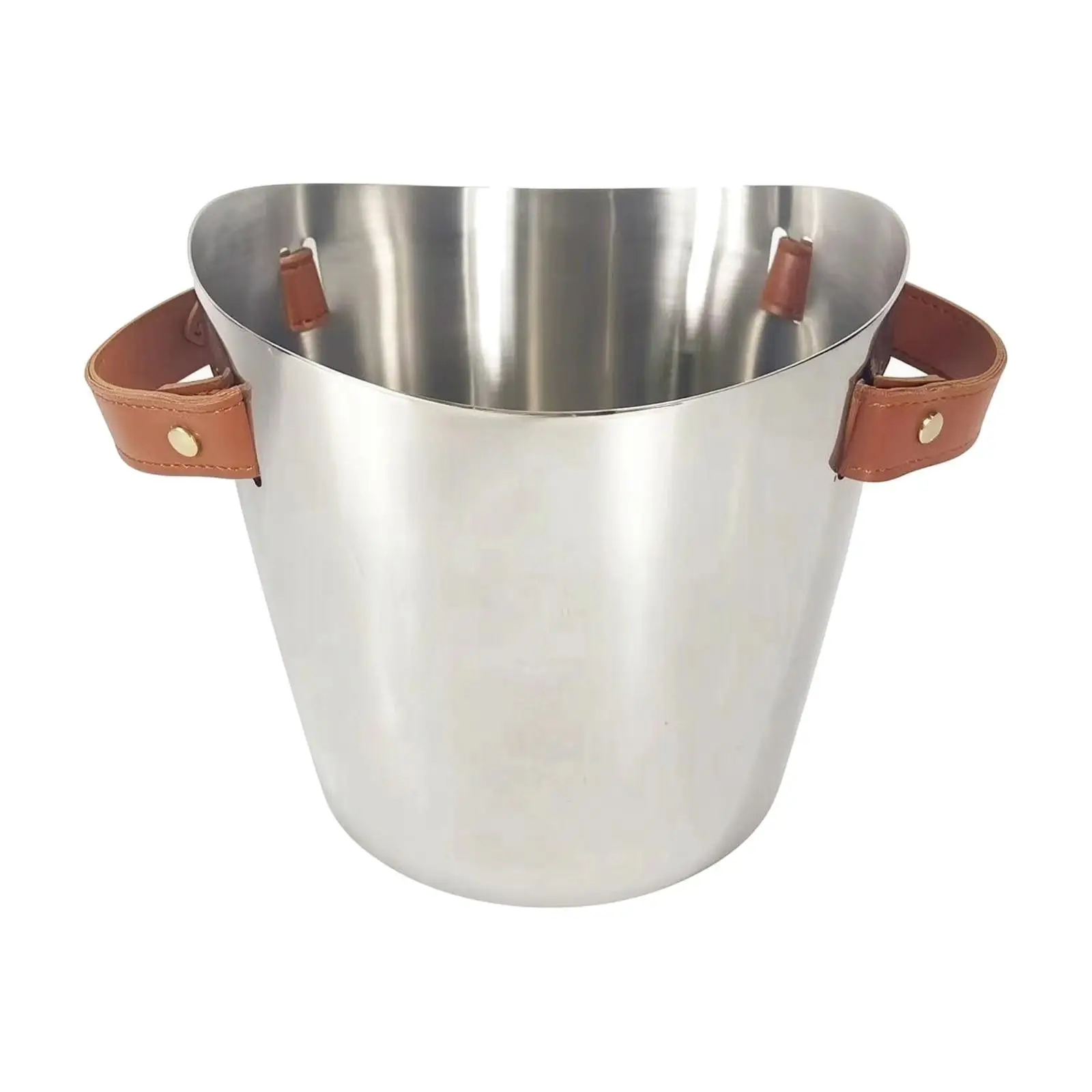 Home Bar Serving Piece Giftable Stainless Steel Barware with Leather Detailing Leather-Trimmed Tabletop Bar Piece Premium