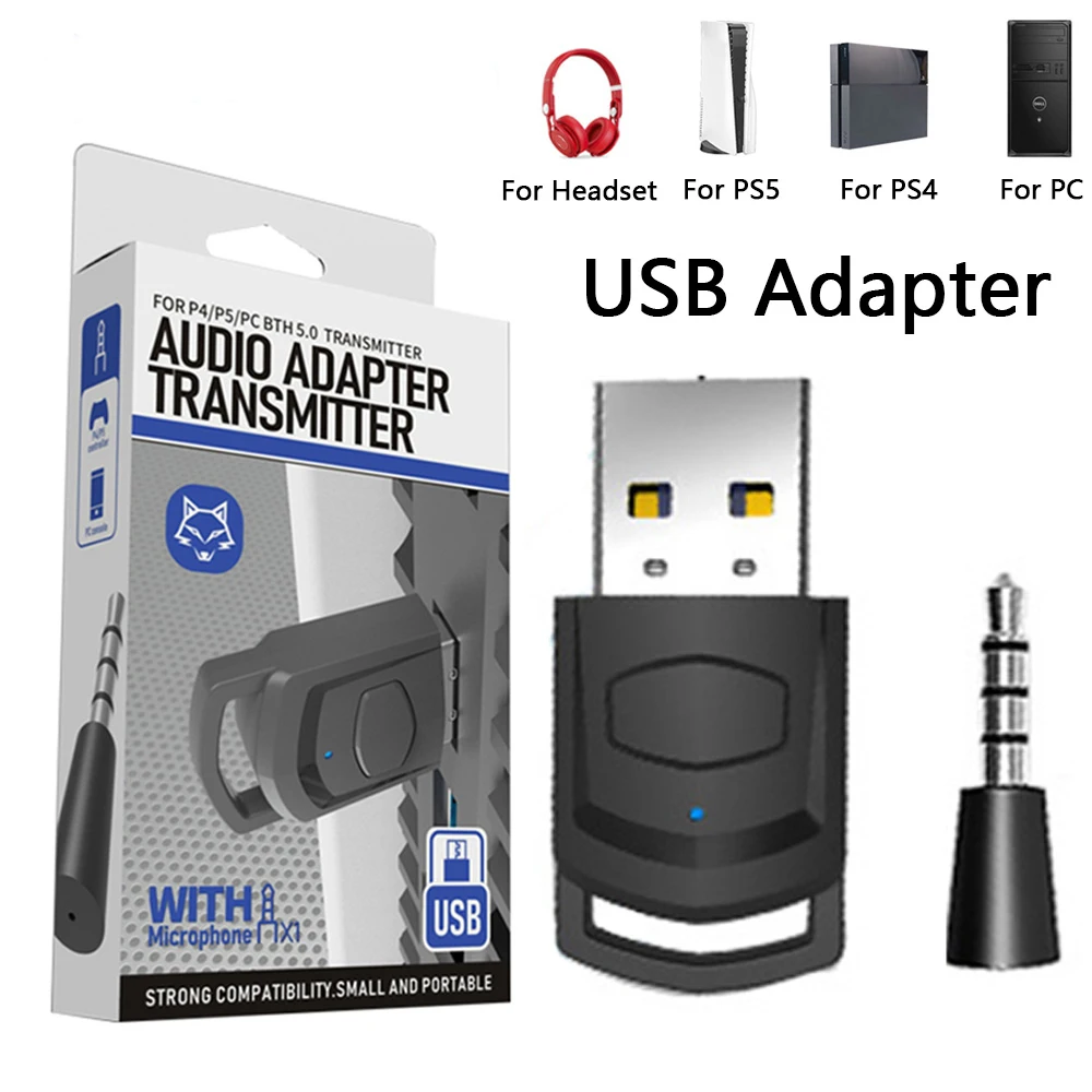 

Wireless Game Audio Headphone Adapter Receiver For PS5 PS4 Game Console PC Headset BT Audio Transmitter