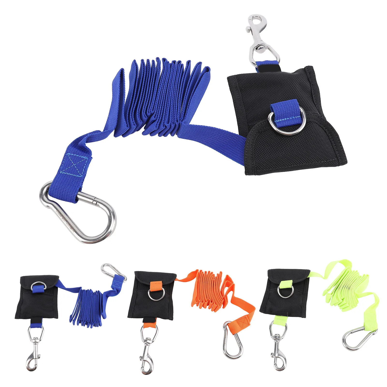 Scuba Diving Lanyard 2.6M Nylon BCD Side Mount Anti Lost Strap Underwater Safety Rope with Stainless Steel Buckle for Snorkeling