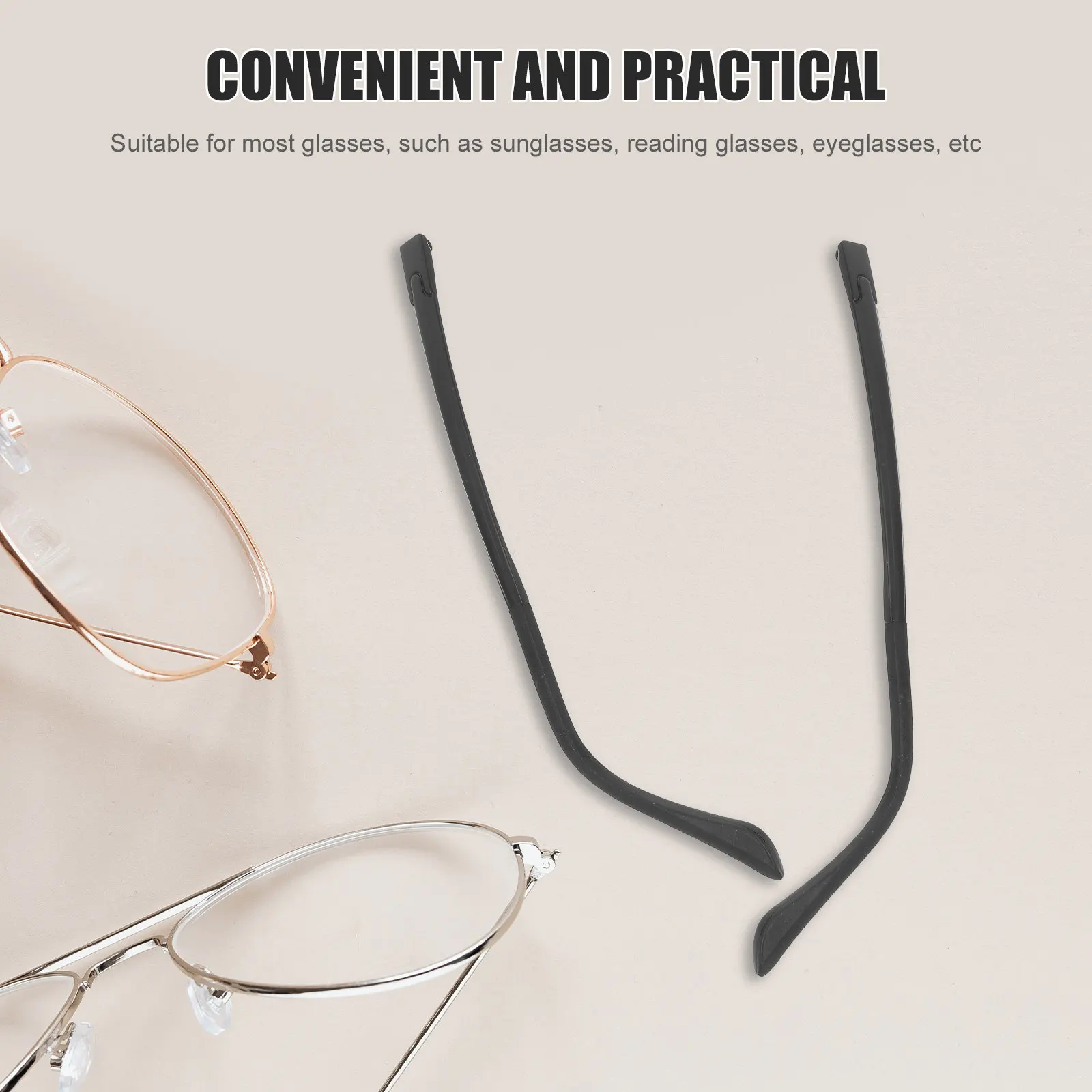 1Pair Glasses Arm Replacement Non-Slip Lightweight Black Eyeglasses Temple Legs Sunglasses Arms Replacement Eyeglasses