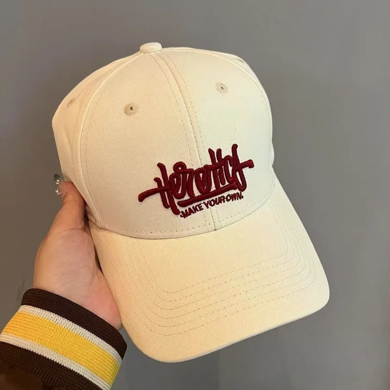 

Big Head Circumference and Wide Brim English Embroidery Peaked Cap for Women Korean Version New Soft Top Baseball Cap for Men