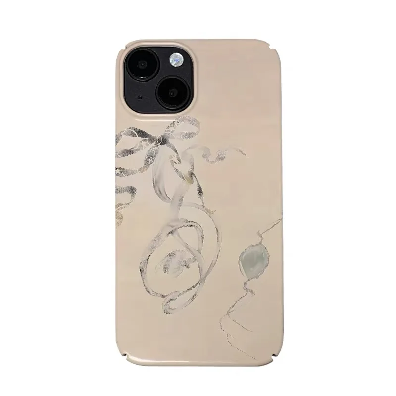 

Flesh Colored Bow with Flowing Silk Art Phone Case for IPHONE 17 Air 16E 15 PROMAX 14 Plus 13 12 MINI 11 XR Acrylic Phone Cover