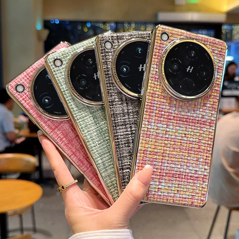 

For Oppo Find X8 X8s Pro Plus Ultra Case Weave Woven Fabric Raised Metal Frame Camera Lens Protection Plating Cover Braided