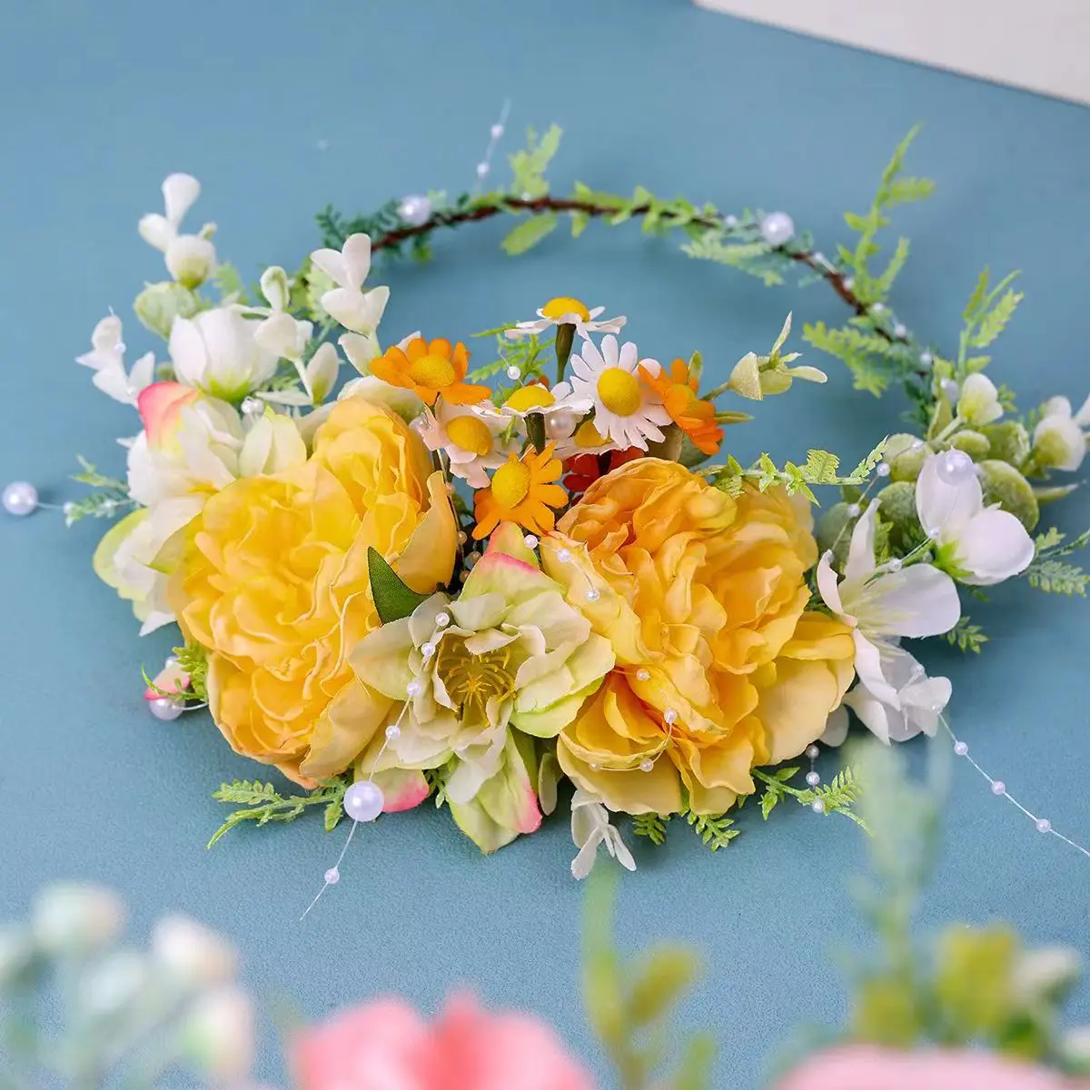 Copricapo da sposa cerchietto per capelli decorato con fiori e adatto per la festa di compleanno delle donne puntelli fotografici sposa damigella