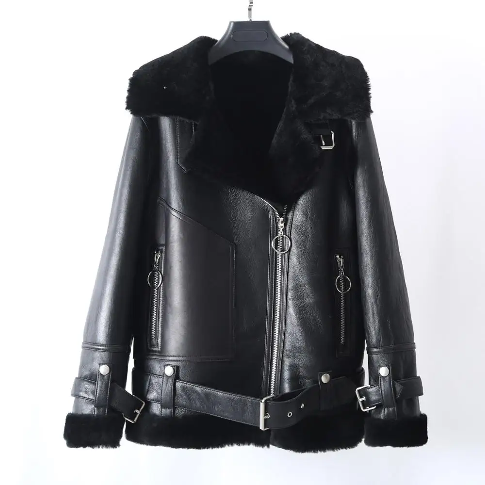 Winter Black Winter Short Jacket Women Real Fur Coat Lamb Natural Women's Coat Sheep Fur Genuine Leat Outerwear Streetwear good