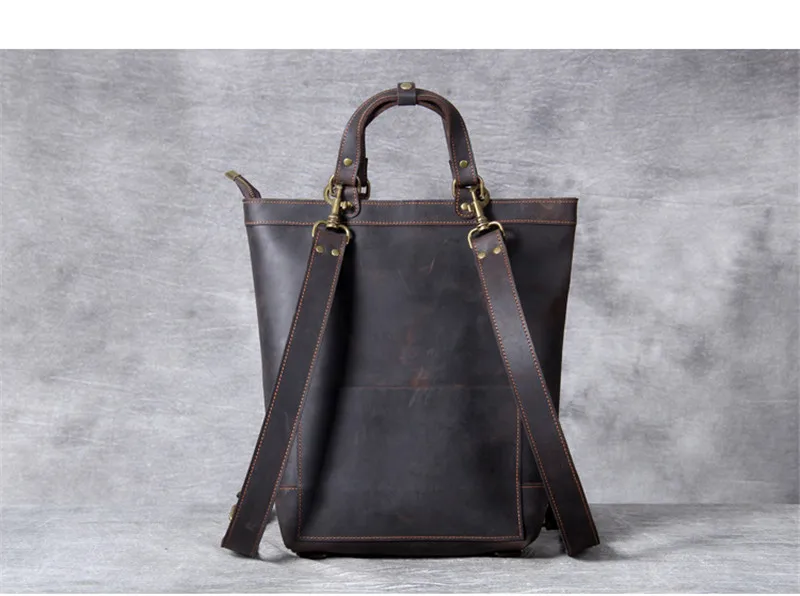 Vintage crazy horse cowhide men's women's backpack travel designer genuine leather multifunctional bagpack work laptop bookbag