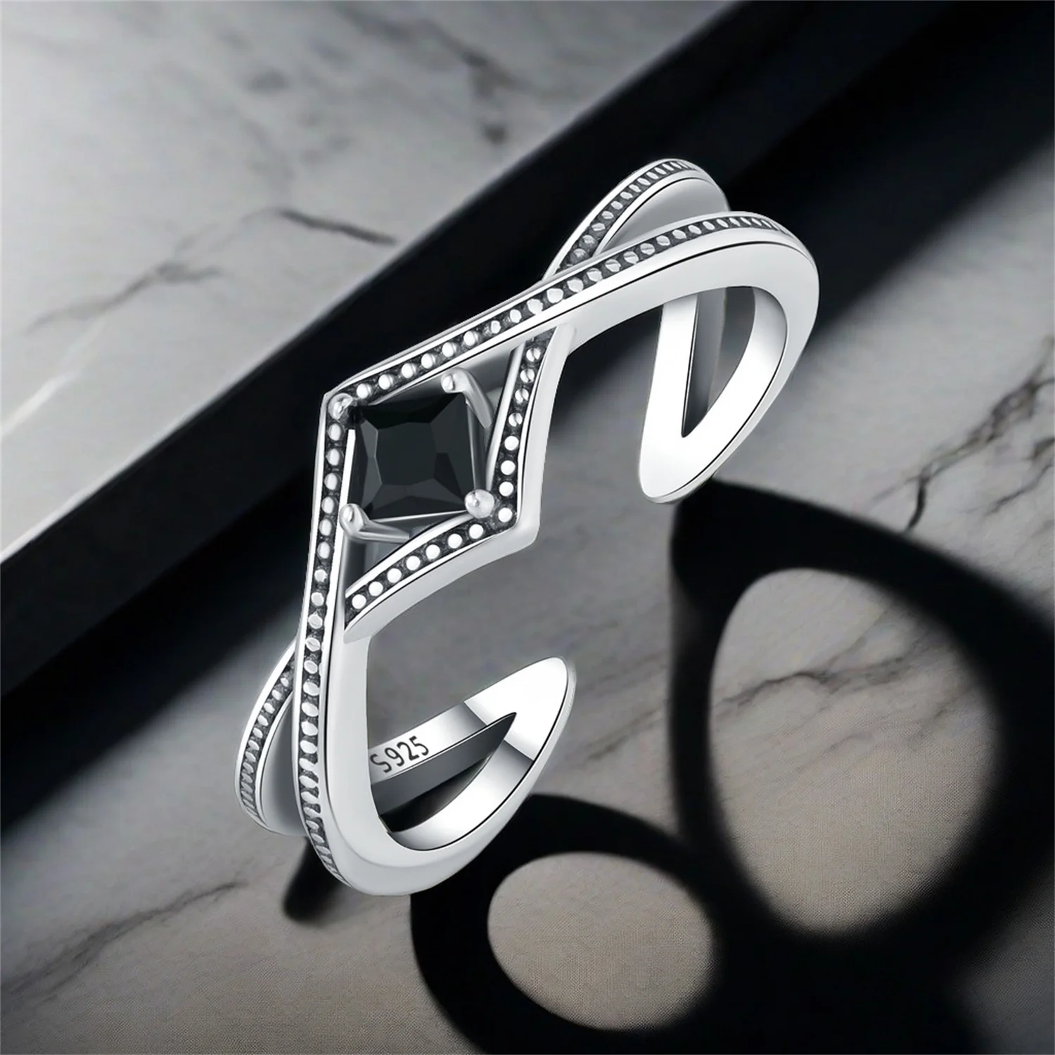 New in Hot Sale 925 Sterling Silver Black Rings Religious symbol For Women Ring Making Jewelry Gift Party Engagement 2024