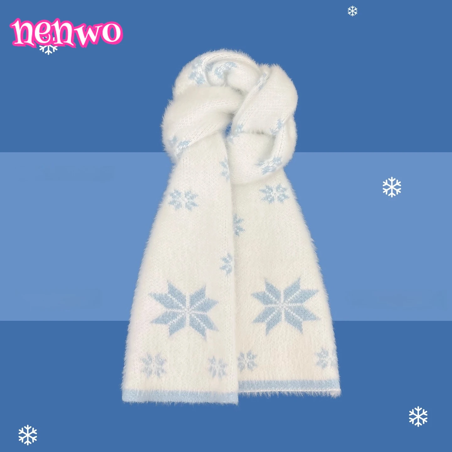 

Новый мягкий пушистый вязаный шарф со снежинками для женщин, осенне-зимний теплый универсальный студенческий парный стиль, утеплитель для шеи