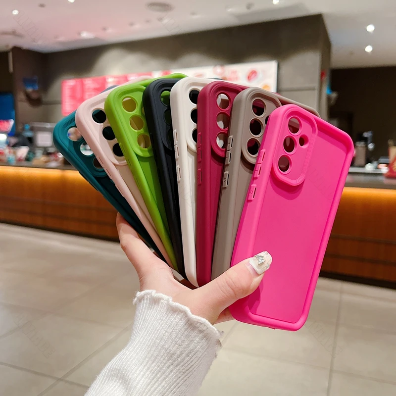 S 22 23 21 24 Matte Silicone Case For Samsung Galaxy S23 S21 S20 S22 S24 Fe Ultra Plus 5G S23Ultra S23Fe Len Protect Back Cover