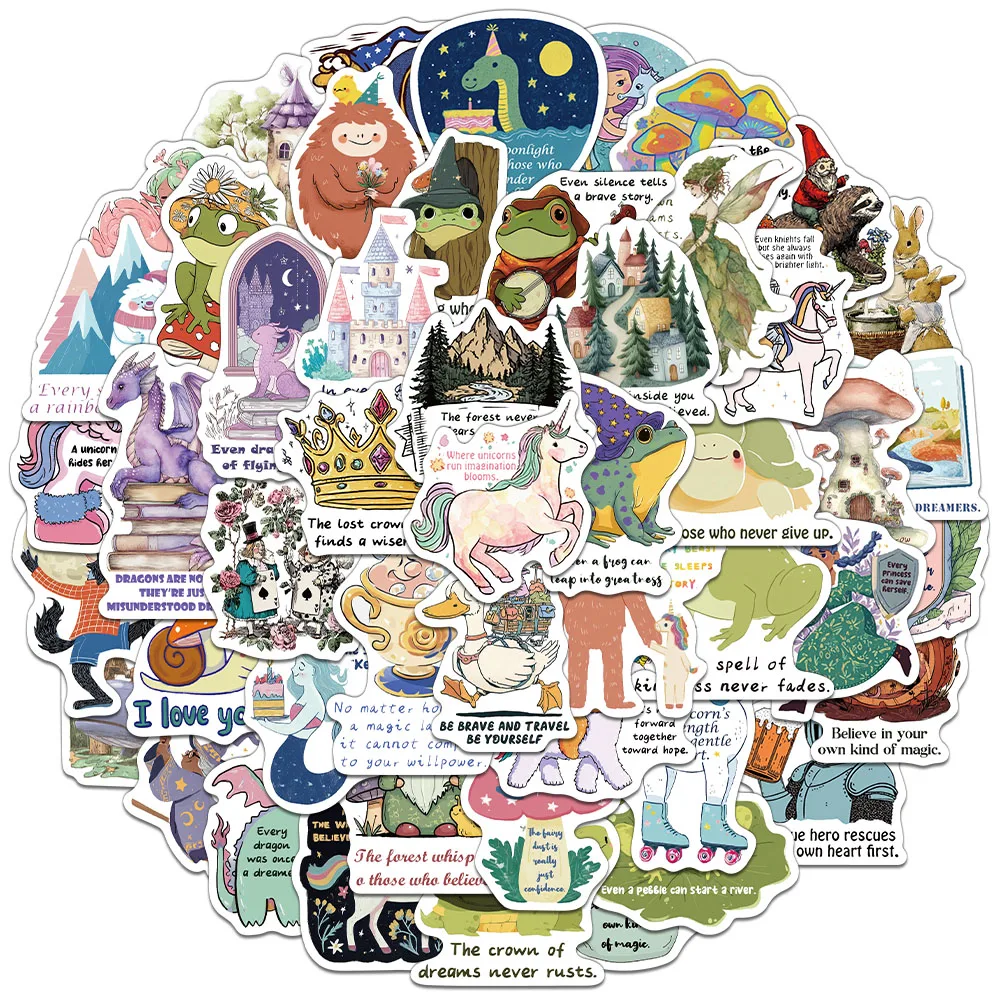 

50PCS Creative Fairy Tale Inspirational Cartoon Stickers DIY Decorative Phone Cases Notebook Water Cups Personalized Stickers