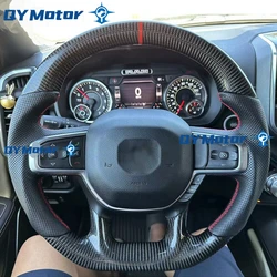 Real Carbon Fiber Perforated Steering Wheel For Dodge Ram 1500 TRX 2500 1500 2019 2020 2021 2022 2023 2024