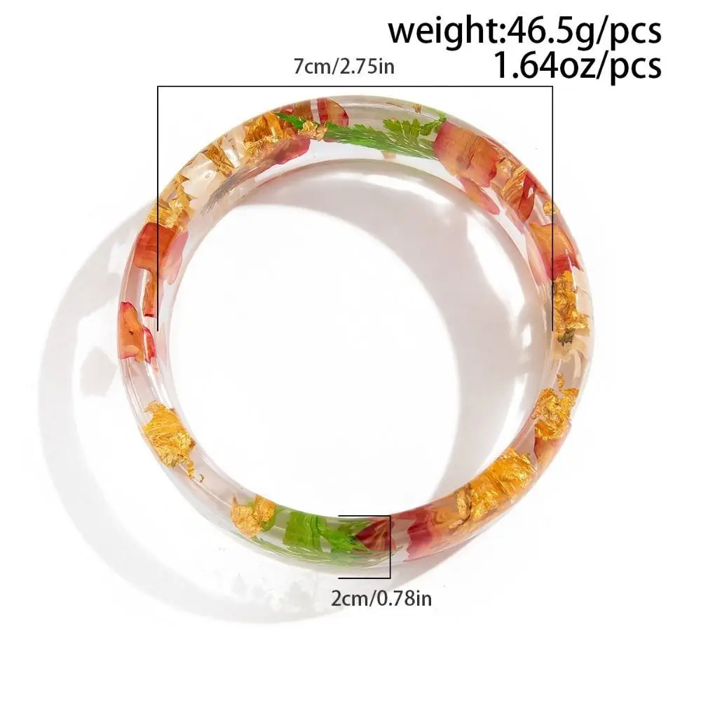 Retro Boheemse Acryl Bangle Hars Brede Natuurlijke Gedroogde Bloem Armband Gedroogde Daisy Sieraden Accessoires Grote Manchet Bangle Gift