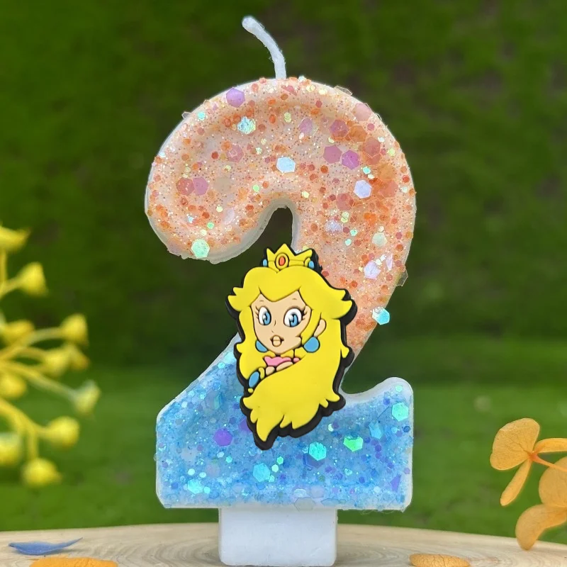 سوبر ماريو بروس كعكة الديكور عيد ميلاد عدد 0-9 الشموع أنيمي الأطفال شمعة رقمية حفل زفاف كعكة موضوع شمعة الهدايا