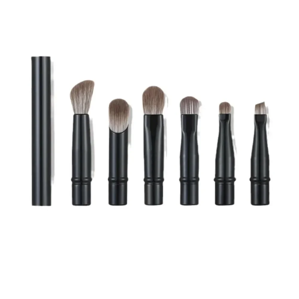 6Pcs Tragbare Kosmetische Powder Foundation Blush Mini Reise Make-Up Pinsel Set mit Box Blending Concealer Make-Up Pinsel Set