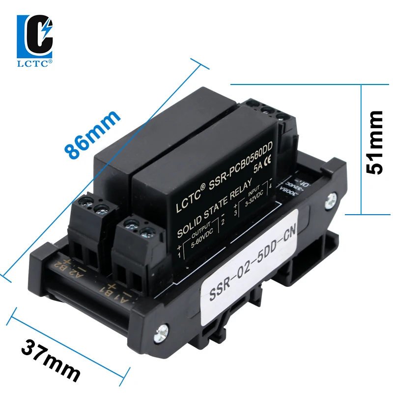 LCTC Solid State Relay Module 2 Or 4 Channels Relay DC TO AC DC TO DC 5A Common Positive Common Negative SSR DIN Mounted Relay