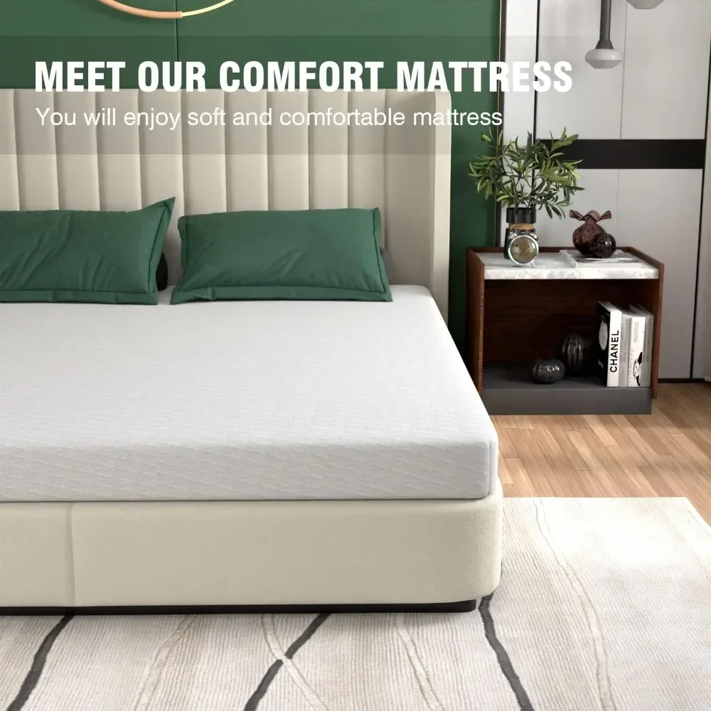 Matelas en gel mousse à mémoire de forme, 5 ", sans FiViolet, CertiPUR-US, ignorez, lit dans une boîte, sommeil frais, soutien confortable, remboursement ferme moyen