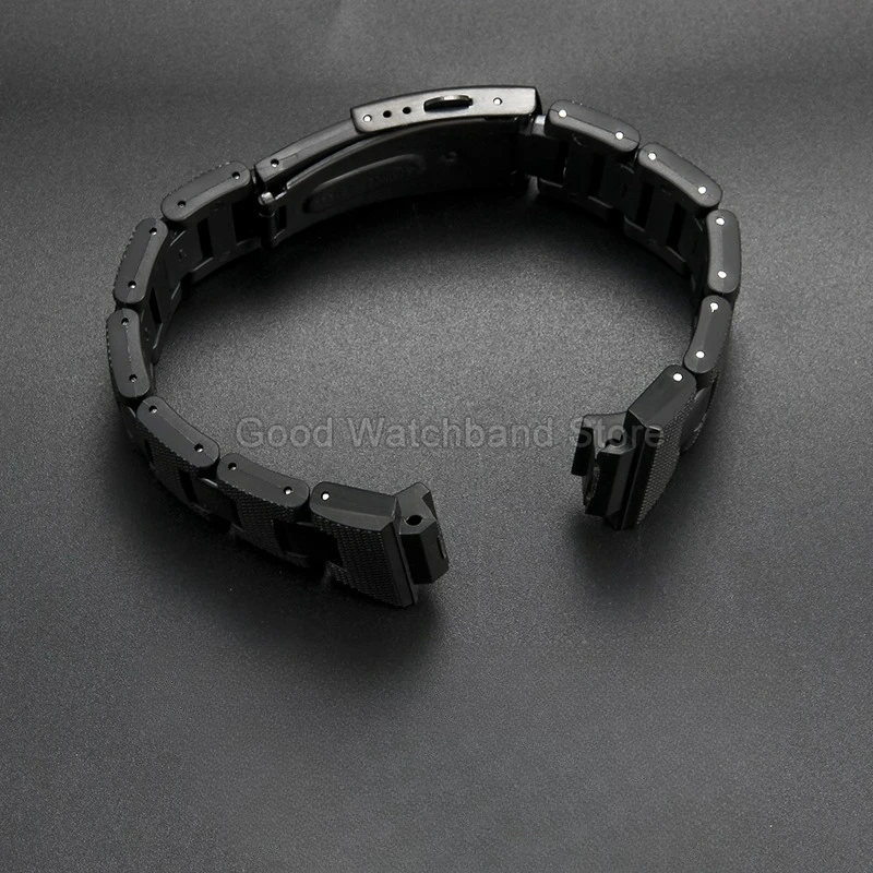 Satin Shine Stainless Steel Watch Chain for Casio DW6900 GBX-100 Color Stable Injection Dyed Gloss Uniform Look Black Strap​​